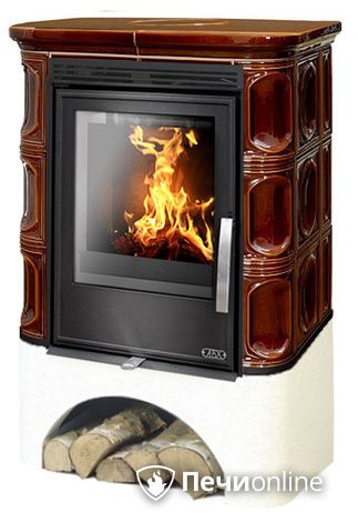 Печь-камин ABX Marina EXclusive, белый цоколь, коричневая в Иванове